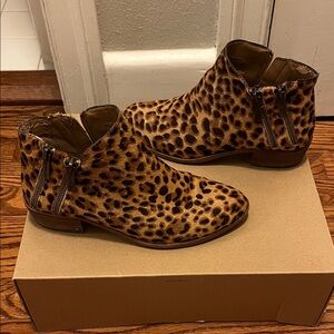 Gianni Bini Tan Leopard Ankle Booties